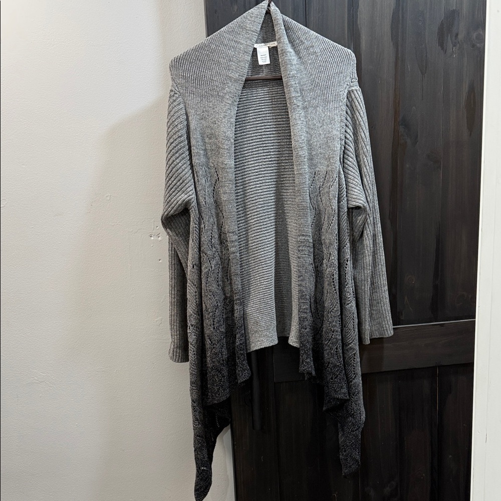 Coldwater Creek Gray Ombré Cascade Open Cardigan-Size Large